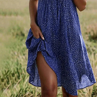 Träumiges Blauer Kurzarm-Midikleid
