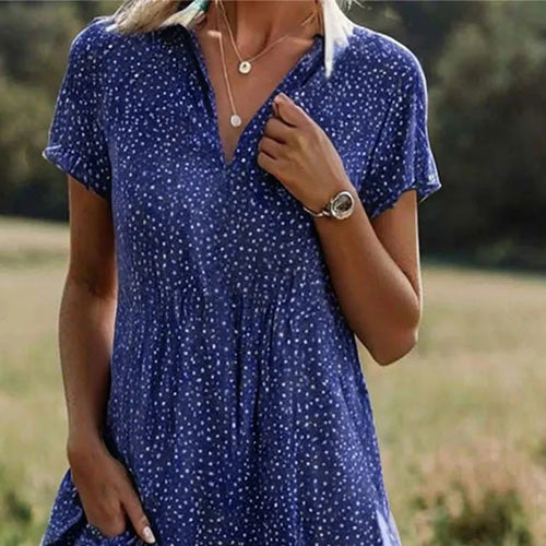 Träumiges Blauer Kurzarm-Midikleid