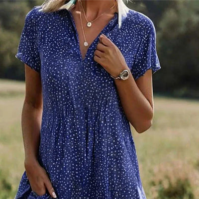Träumiges Blauer Kurzarm-Midikleid